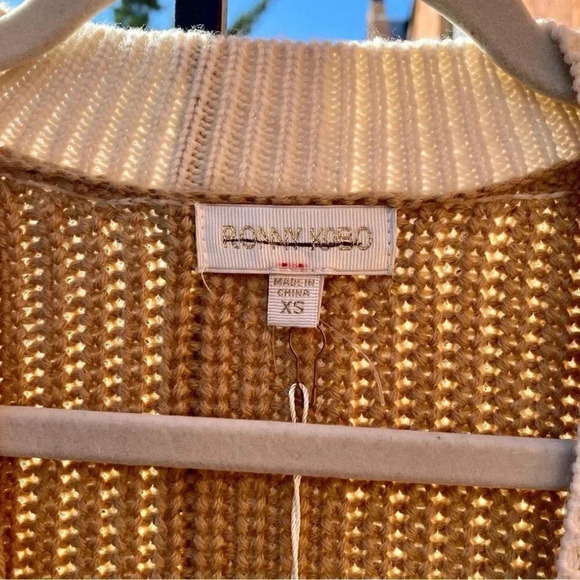 NWT Anthropologie Ronny Kobo Cardigan Cardi Sweater Knit Brown Cream XS - Picture 11 of 15